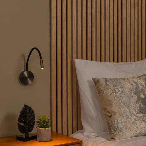 Lucide ASJA - Oplaadbare Wandspot / Wandlamp - Accu/Batterij - LED 3 StepDim - 1x3W 2700K - Grijs ijzer | Premium - sfeer 1